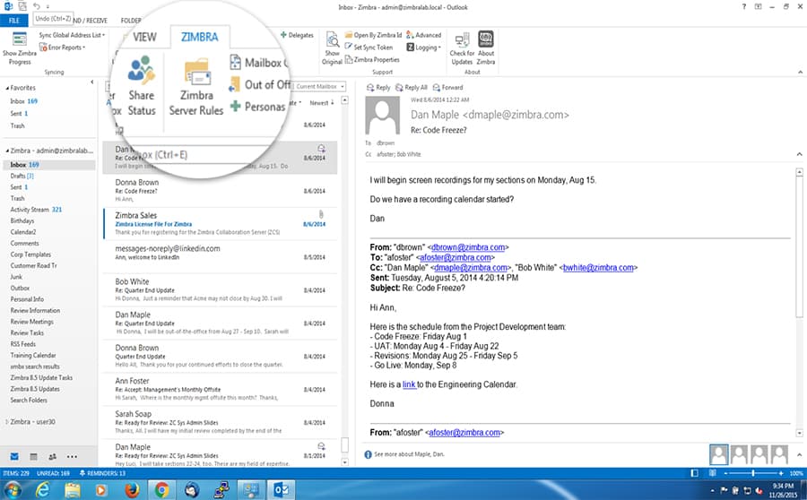 All of Zimbra’s Power Available in Outlook